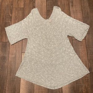 Short sleeve knitted sweater dress/long sweater.